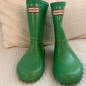 Hunter boots girls glitter green mint blue sparkle US 12